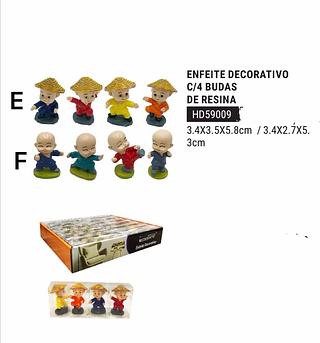 ENFEITE DECORATIVO C/4 BUDAS DE RESINA