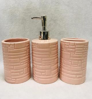 KIT PARA BANHEIRO DE PORCELANA COM 3 Pçs