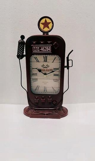 Relógio de óleo de posto de gasolina de ferro criativo ornamentos de decoração de artesanato