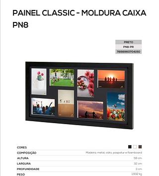 PORTA RETRATO 10X15 P/8 FOTOS PRETO PN8