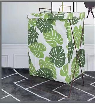 Saco de armazenamento de cesta quadrada de armação de ferro de algodão de poliéster