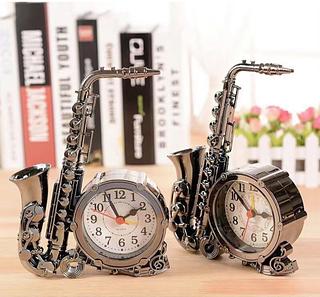 Saxofone instrumento musical modelo despertador eletrônico relógio criativo