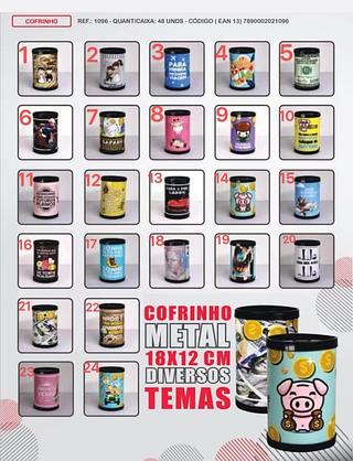 COFRINHO METAL 18X12 CM DIVERSOS TEMAS