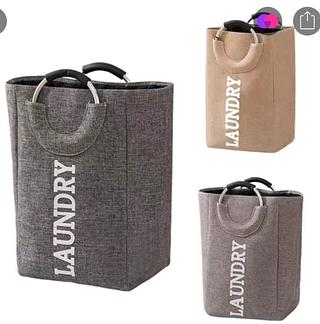 Cesta de armazenamento portátil de algodão e linho