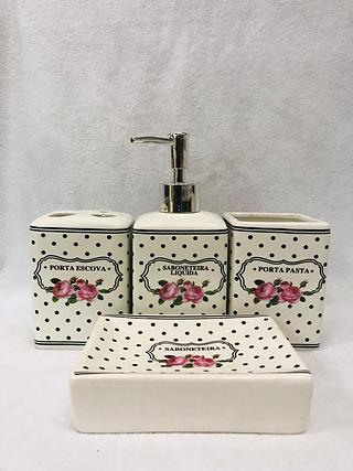 KIT DE BANHEIRO DE PORCELANA COM 4 PCS