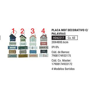 PLACA MDF DECORATIVO C/PALAVRAS