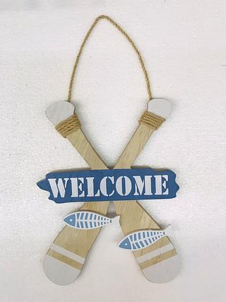 Placa de madeira bem-vindo decorativo (42X20,5)cm