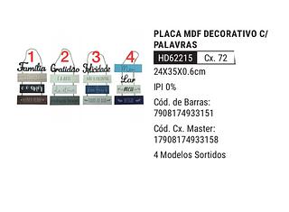 PLACA MDF DECORATIVO C/PALAVRAS