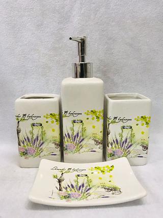 KIT DE BANHEIRO DE PORCELANA COM 4 PCS