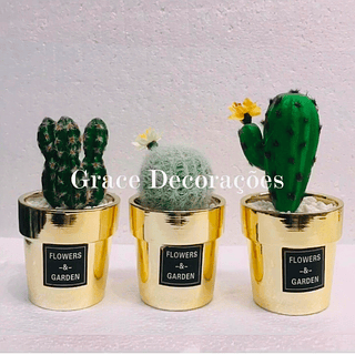 Vaso decorativo de ceramica com suculenta artificical