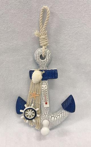 Pingente de parede estilo mediterrâneo cinto de âncora termômetro artesanato decorativo