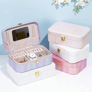 PORTA JOIAS PORTATIL ABERTURA ATRAVÉS DE ZÍPER DE DIVERSAS CORES COM ESPELHO