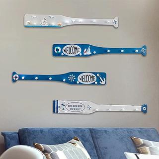 Decoração de artesanato de madeira de gancho de remo estilo marinho criativo