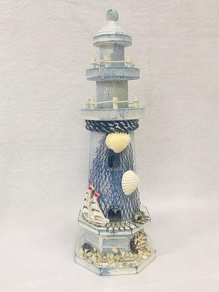 OBJETO DE DECORACAO, FAROL NAUTICO DECORATIVO -TAMANHO: 26CM - MATERIAL: PLASTICO